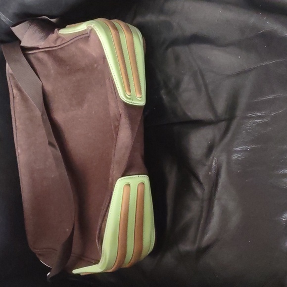 Puma Messenger Shoulder Bag, Brown & Lime Green With Tan Protective Feet - Picture 4 of 5